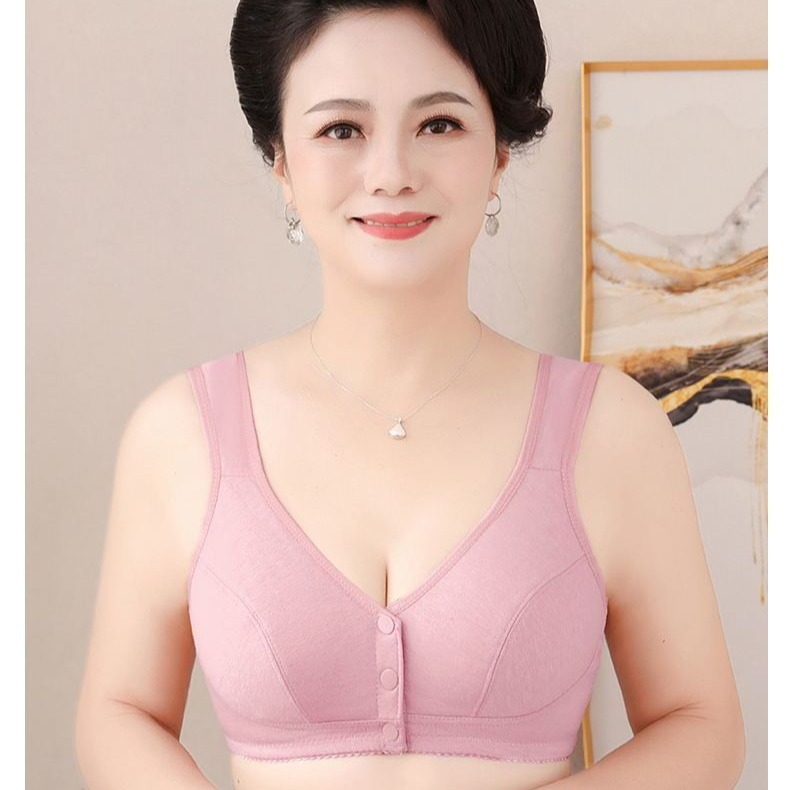 Mother's Underwear for Middle-Aged Women, Elderly Women, Ladies Without Underwire, Front Buckle, Vest-Style, Large Size Bra, Breathable for Summer