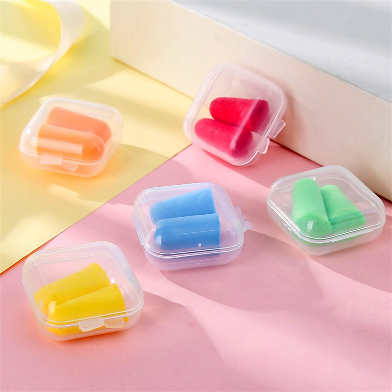 Printable logo multi-color optional square boxed sound insulation earplugs noise reduction sleeping noise prevention sponge earplugs A30M