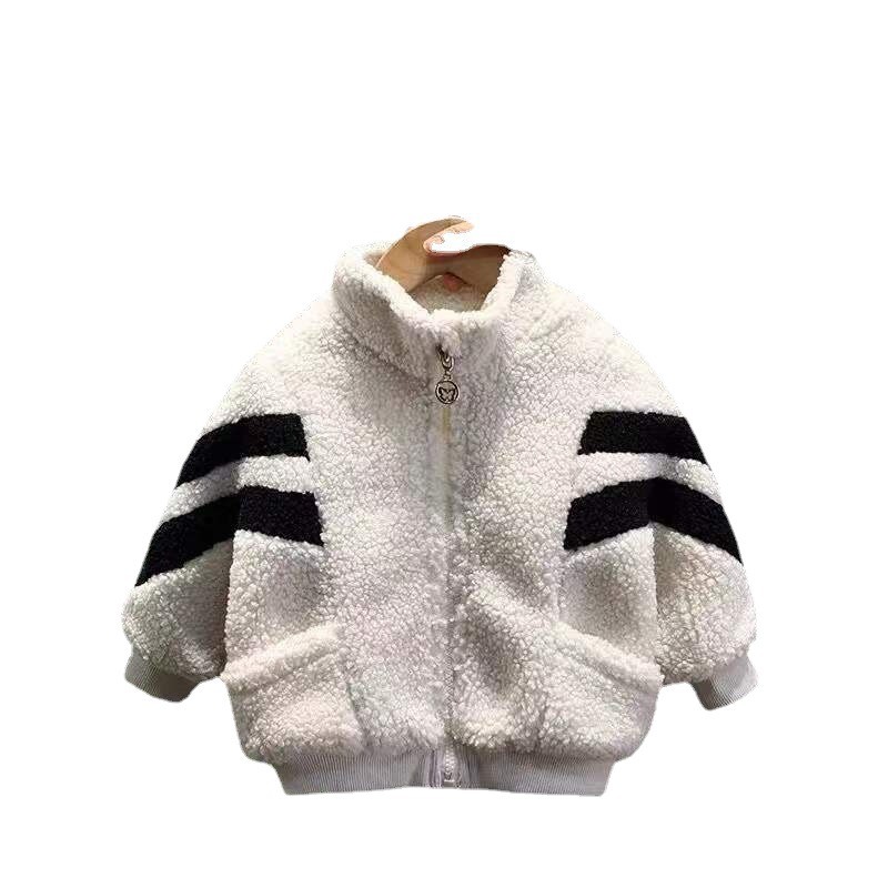 Picture of Children's Winter Clothing for Boys, Lamb Wool Jacket with Fleece Lining, Thickened for Older Children, Long-Sleeve Zipper, Girls' Lamb Wool Sweatshirt