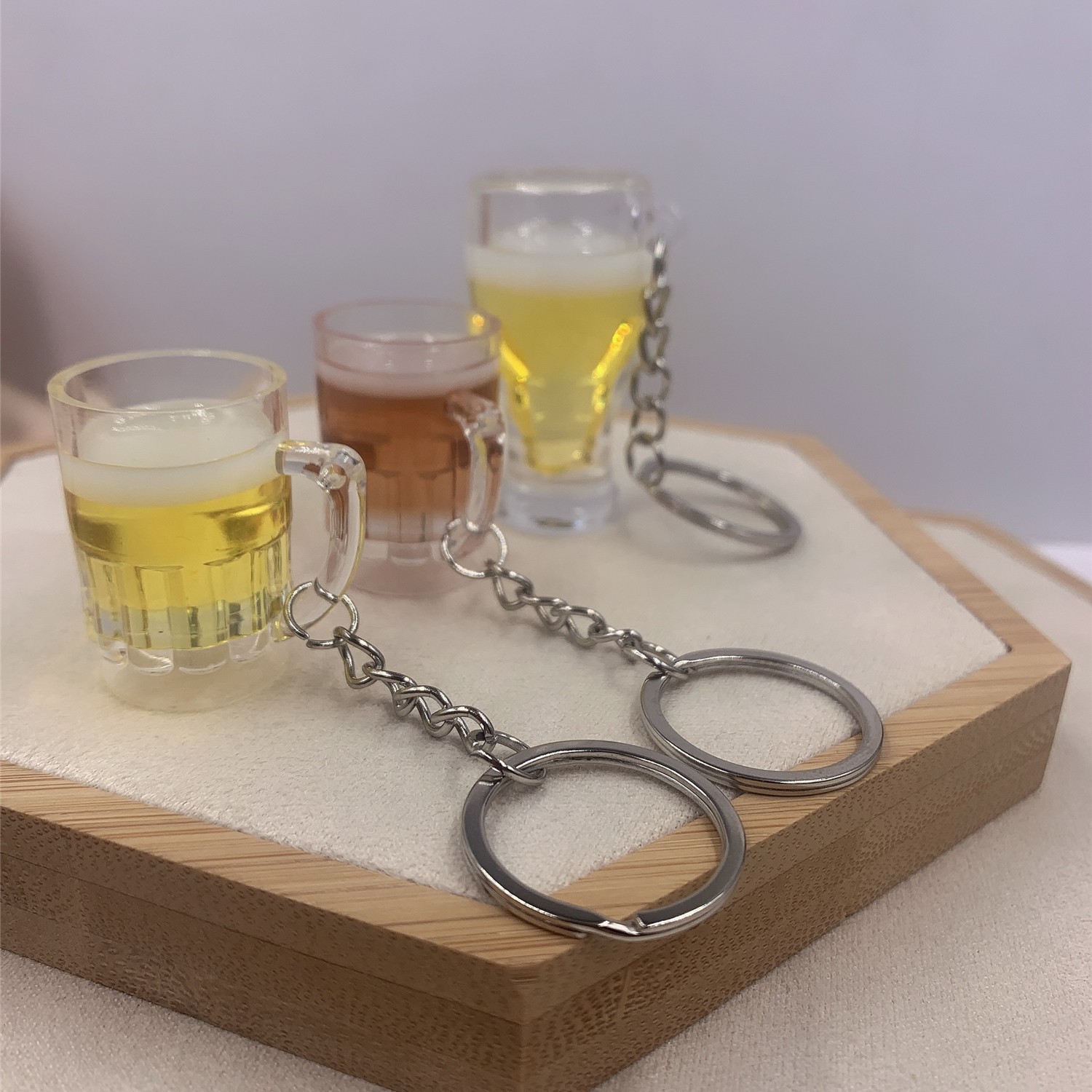 New simulation beer cup Key Ring men and women couple key ring pendant bag popular bag ornaments pendant gift