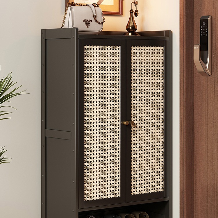 Shoe Rack for Home Indoor Good-Looking Multi-Layer 2025 New Style Dust-Proof Bamboo Shoe Cabinet with Door to Save Space