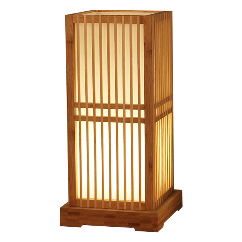 Japanese Style Bamboo Art Wooden Art Table Lamp Simple Bedroom Bedside Lamp Warm and Wind Tea Room Decoration Tatami Floor Lamp