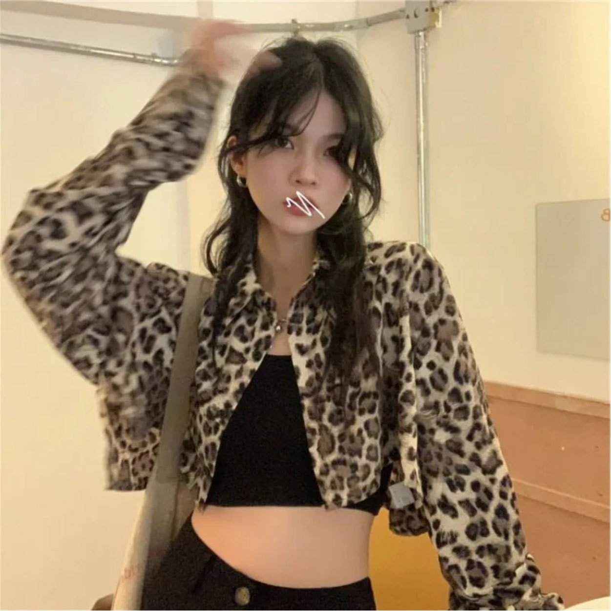 Leopard Print Small Coat Women's Spice Girls Short Outer Cardigan Thin Long-sleeved Sunscreen Top 2021 Summer New Arrival