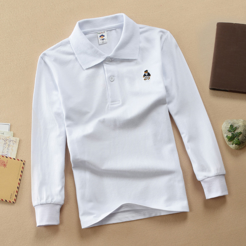 Picture of Children's long-sleeved polo kidsT-shirt 2025 spring and autumn pearl cotton cotton stretch breathable long-term goods