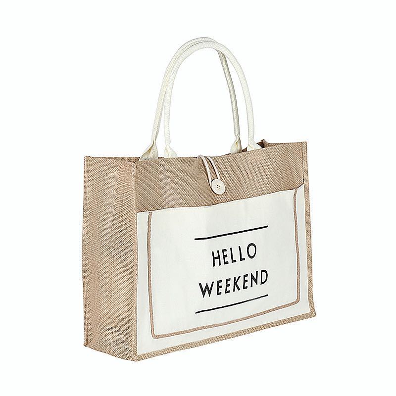 Customized Linen Bag Wholesale Burlap Fine Linen Imitation Linen Laminated Custom Printed Logo Canvas Small Flap Pocket Pants Linen Bag