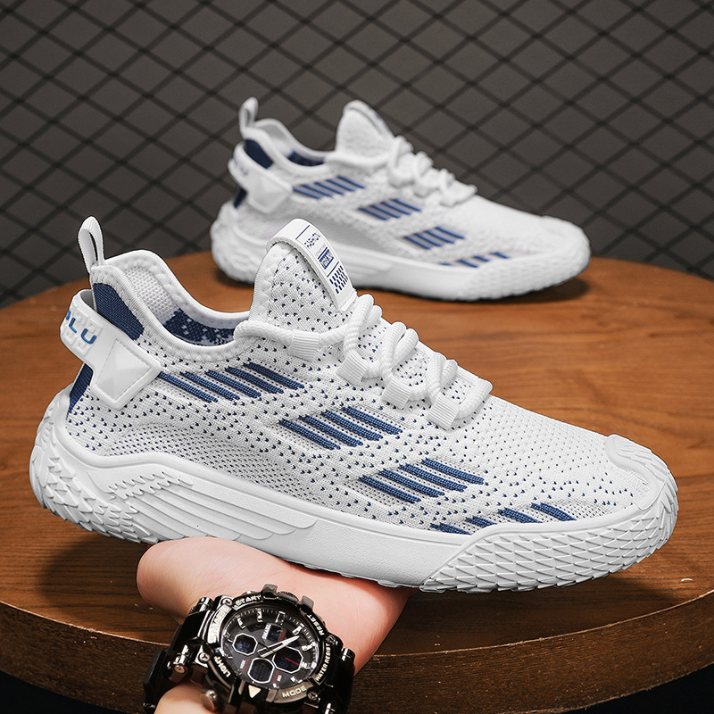 European Men's Shoes Live Broadcast Summer Mesh Breathable Casual Sports Shoes Students Versatile Thick-Soled Heightening Dad Shoes