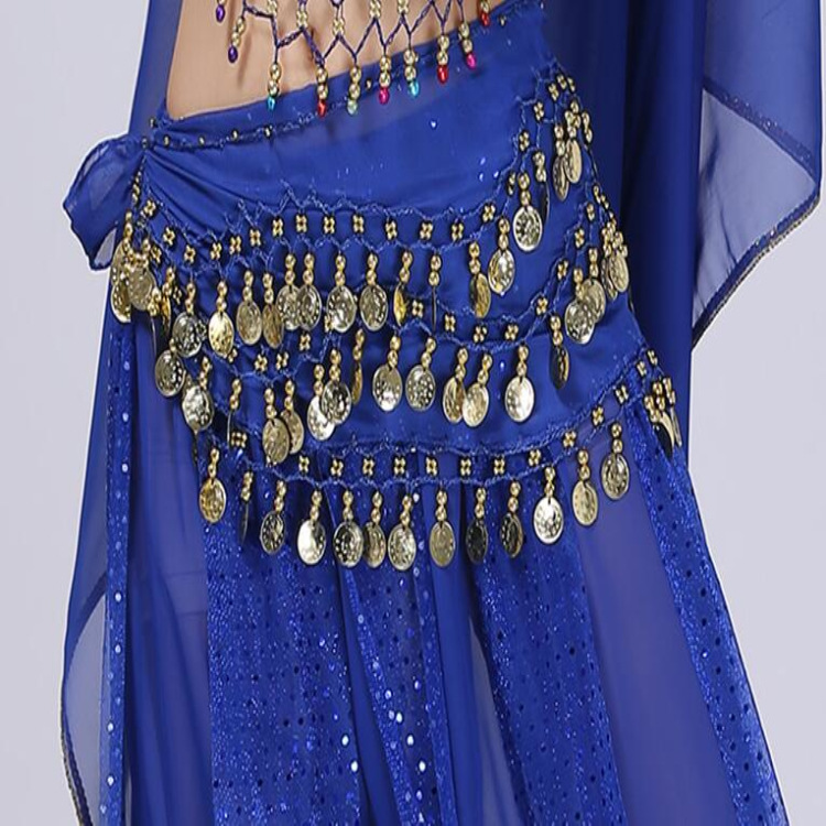 Belly dance 128 currency waist chain three rows of golden hanging currency Indian dance performance waist towel dance practice hip towel