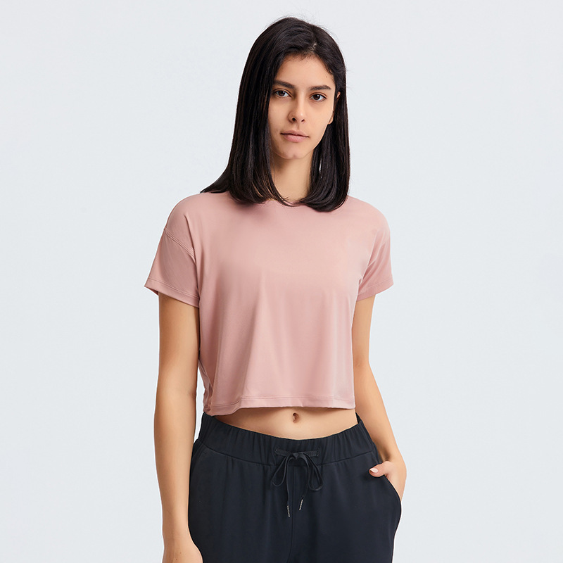 One-piece delivery 2021 New loose simple yoga short sleeve half yoga clothes leisure sports fitness short T-shirt