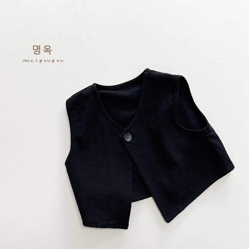 Picture of Jane Chao Feng ~ Spring and Autumn New Boys and Girls Japanese Korean Style Waistcoat Children's Retro Simple All-match Vest