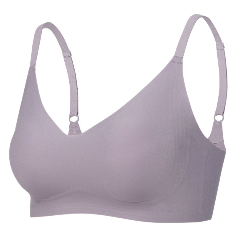 Picture of 7A Antibacterial Semi-Fixed Cup V Neck Rabbit Ear Cup Thin Jelly Seamless Underwear Big Breast Revealing Small Adjustable Bra