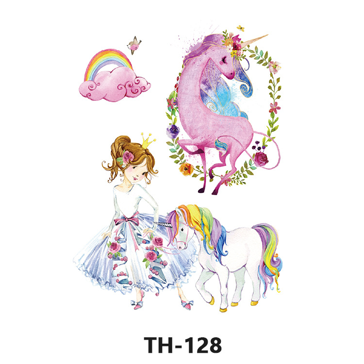 Picture of Cross-Border Manufacturer Wholesale Cartoon Color Tattoo Stickers Unicorn Black and White Animal Tiger Waterproof and Sweatproof Tattoo Stickers