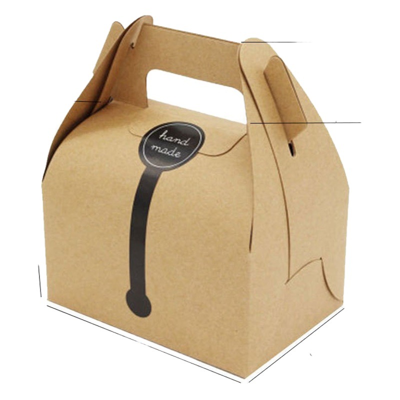 Small size/large white card Kraft packaging carton cut cake portable pastry box mousse cake box