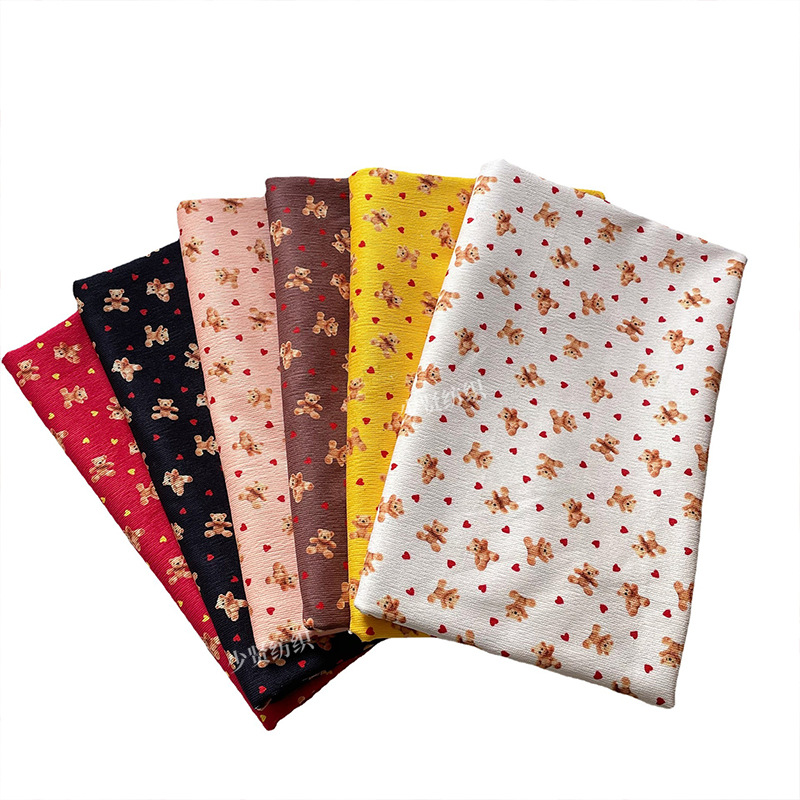 Picture of Japanese and Korean bear pattern printed fabric autumn and winter baby children's coat clothes skirt fabric home wear fabric