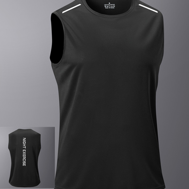 Cross-border Summer New Printed Quick-drying Vest Men's Sleeveless T-shirt Sports Fitness Breathable Running Round Neck Vest
