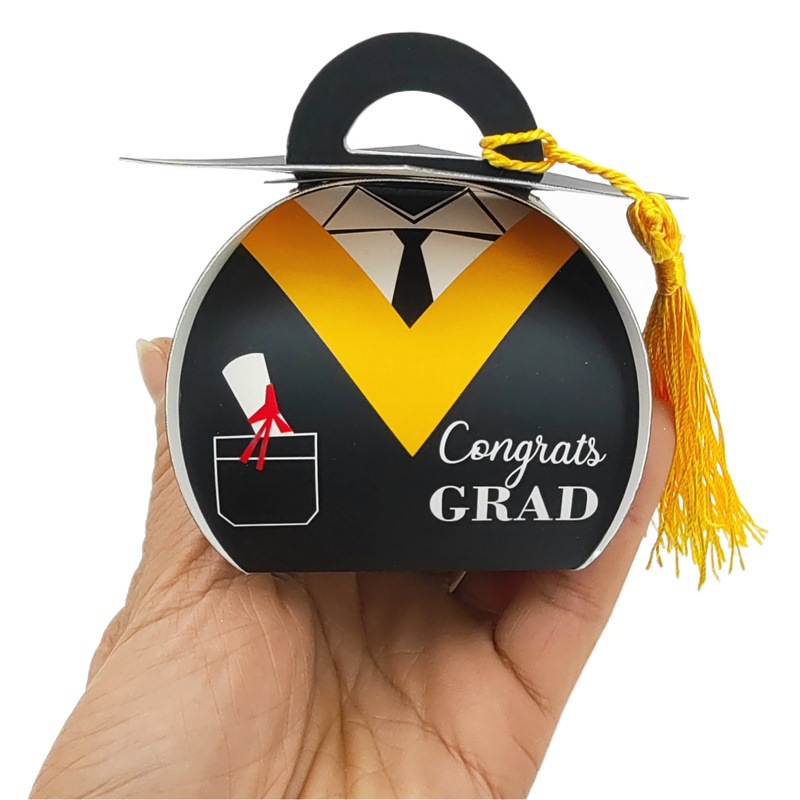 Dress Design Student Graduation Season Doctor Hat Candy Box Accompanying Gift Box Creative Golden Tassel Table Candy Box