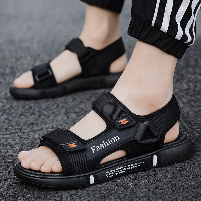 Sandals Men's New Summer Mesh Beach Shoes Open-Toe Slip-On Casual Sandals Outdoor Non-Slip and Durable