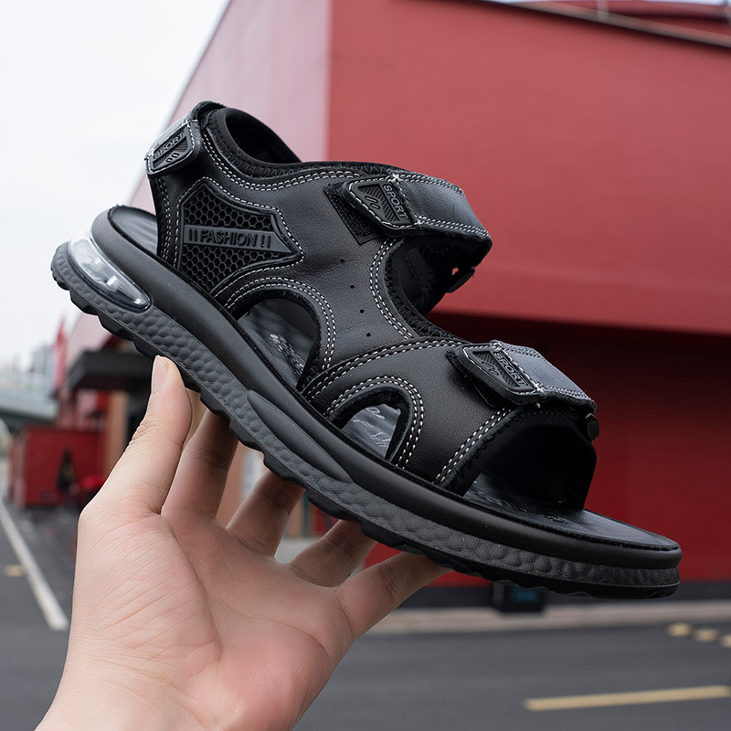 Men's Shoes 2025 Summer Breathable Soft Bottom Open Toe Beach Shoes Air Cushion Non-slip Outdoor Sports Casual Height-increasing Sandals