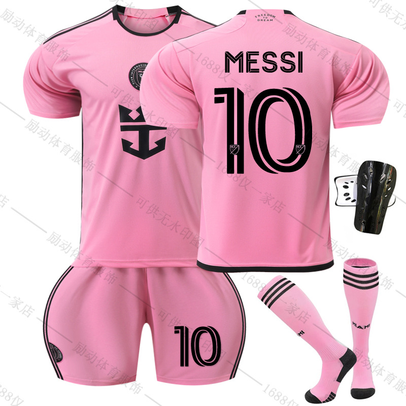2425 New Miami home Pink No. 10 Massey football uniform suit 9 Suarez jersey with socks
