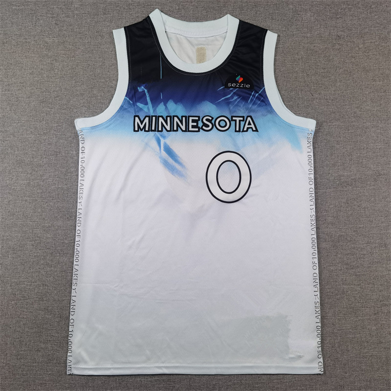 Picture of Season 25 Timberwolves White City Edition 5 Edwards 11 Reid 30 Randall 0 Di Winzezzo Basketball uniform