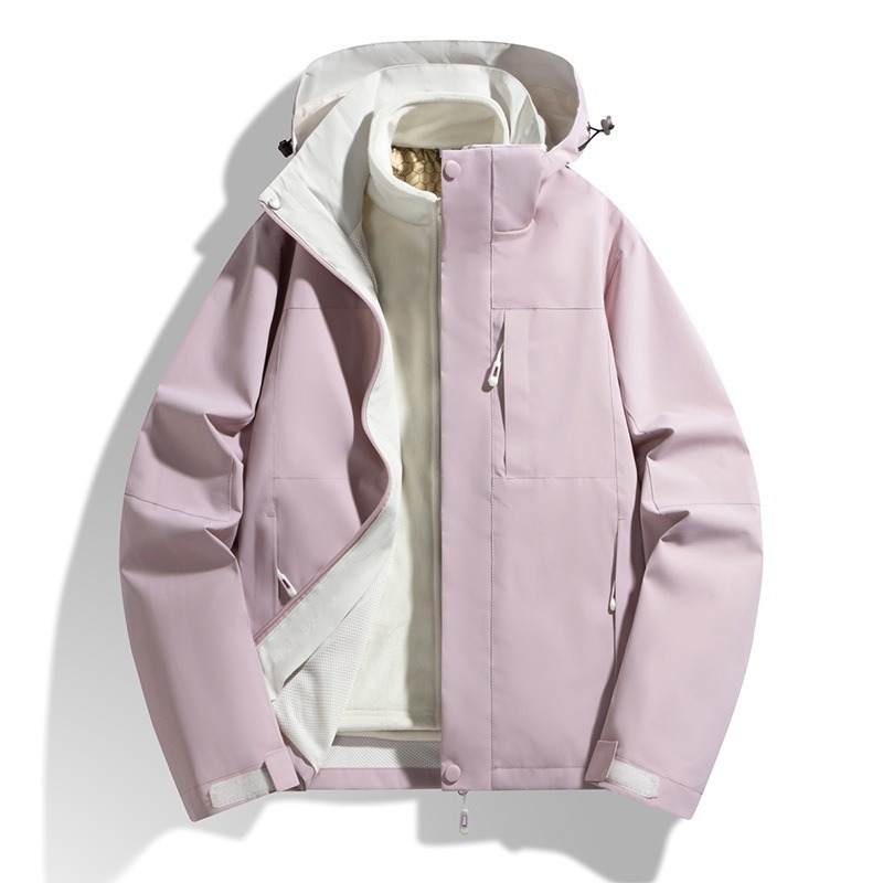 Autumn and winter new hooded jacket outdoor sports windproof and waterproof three-in-one comfortable and warm jacket for men and women