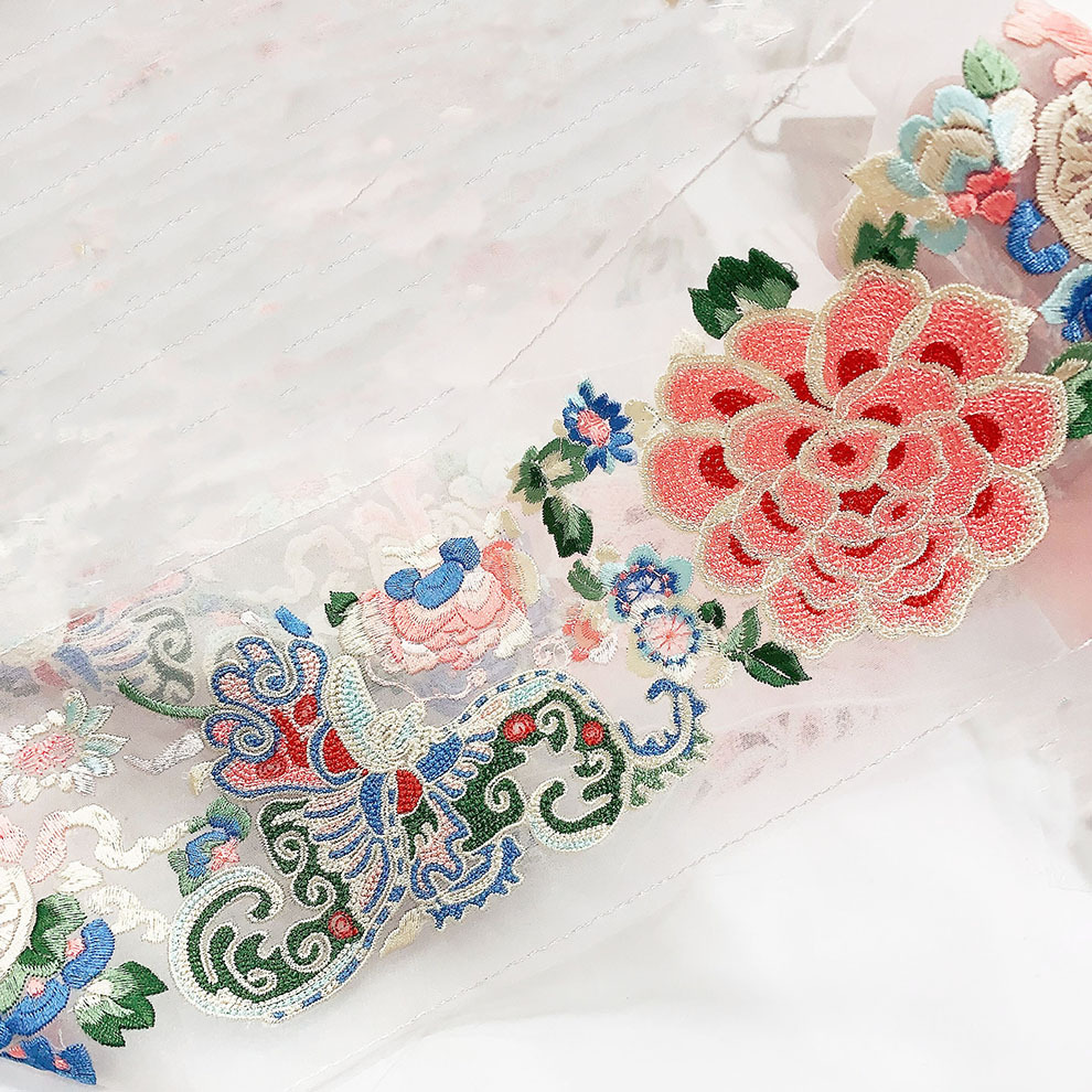 Chinese style Hanfu clothing cuff Da Zi embroidery national style good quality 9CM organza bar code color lace