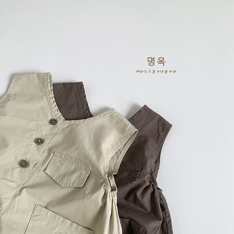 Picture of Spring and Summer Fashionable Style Children's Thin Strappy Pants for Boys and Girls New Korean Style Mori Retro One-Body Clothes Baby Children's Clothing