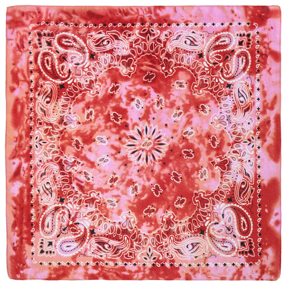 Picture of 54 * 54CM polyester tie-dyed cashew flower square scarf wholesale ameikaji bandana outdoor hip hop street dance headscarf