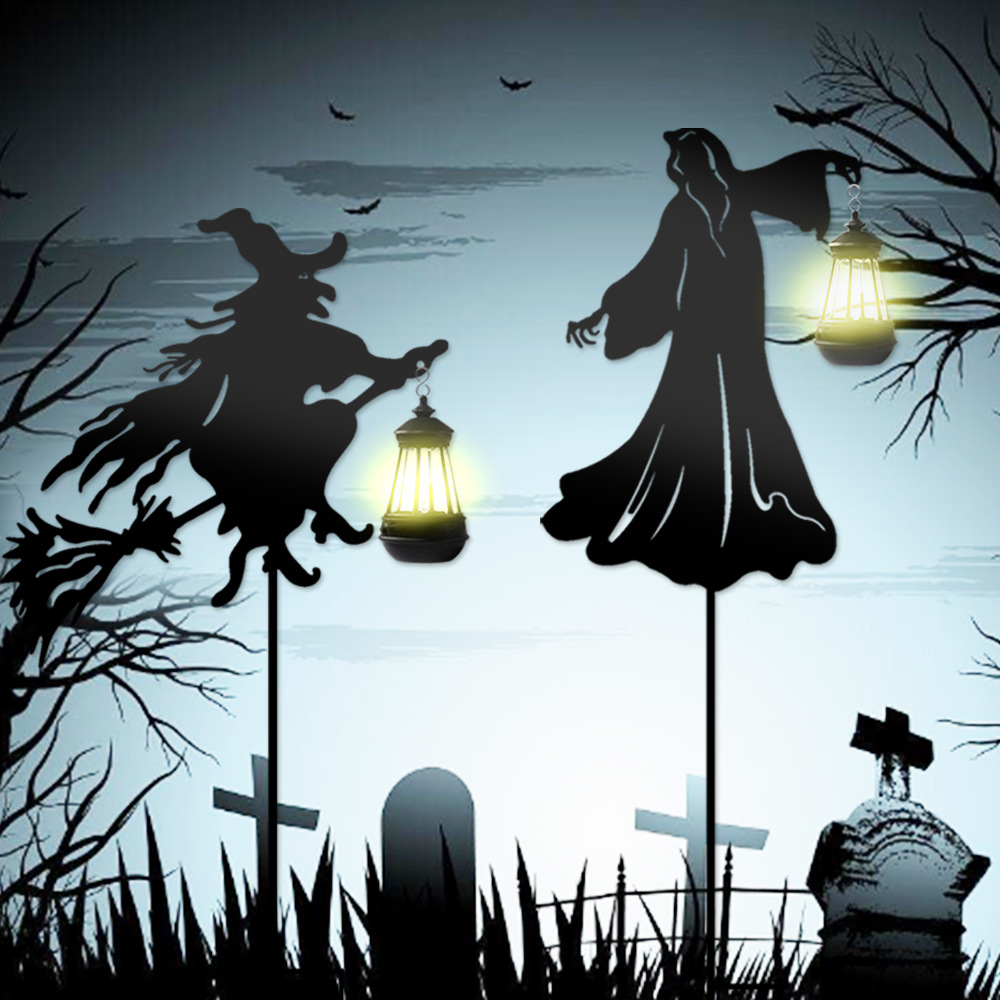 Cross-border Halloween witch wrought iron silhouette outdoor courtyard garden lawn creative craft decorations