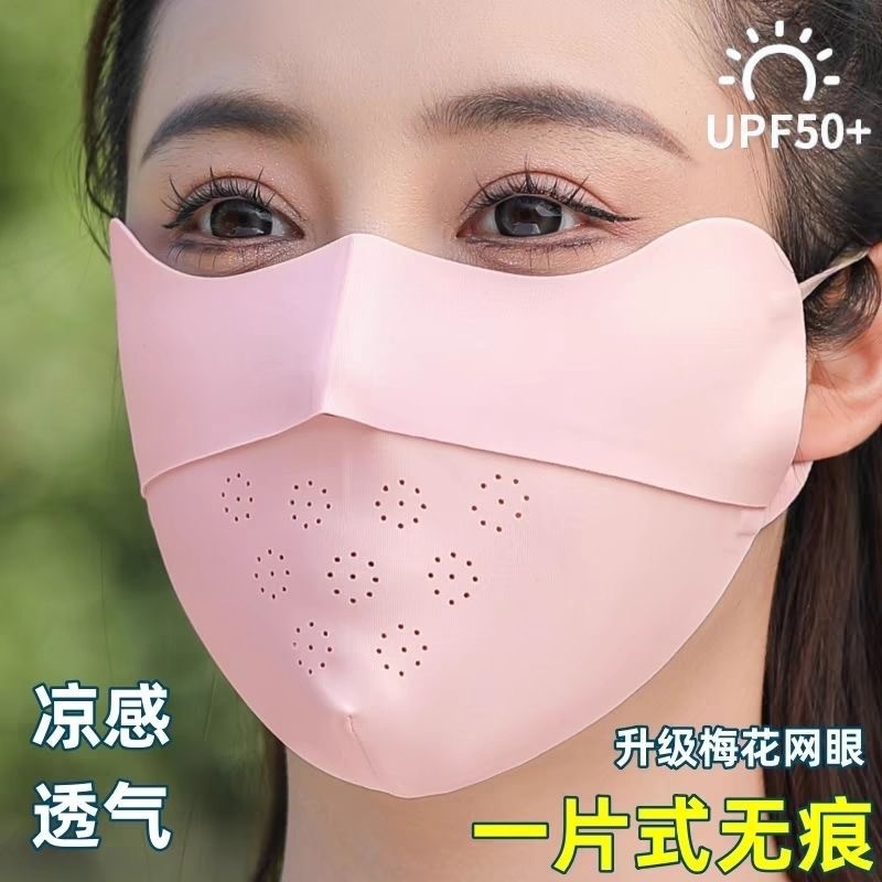Picture of Sunscreen Mask Women's Anti-ultraviolet Summer Black Sunshade Full Face Mask Ice Silk Thin Breathable Eye Corner Stereo