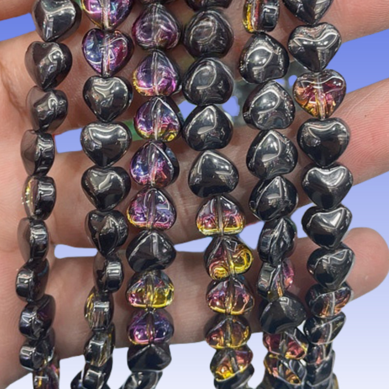 Picture of 8mm smooth peach heart glass crystal beads diy jewelry accessories clothing accessories