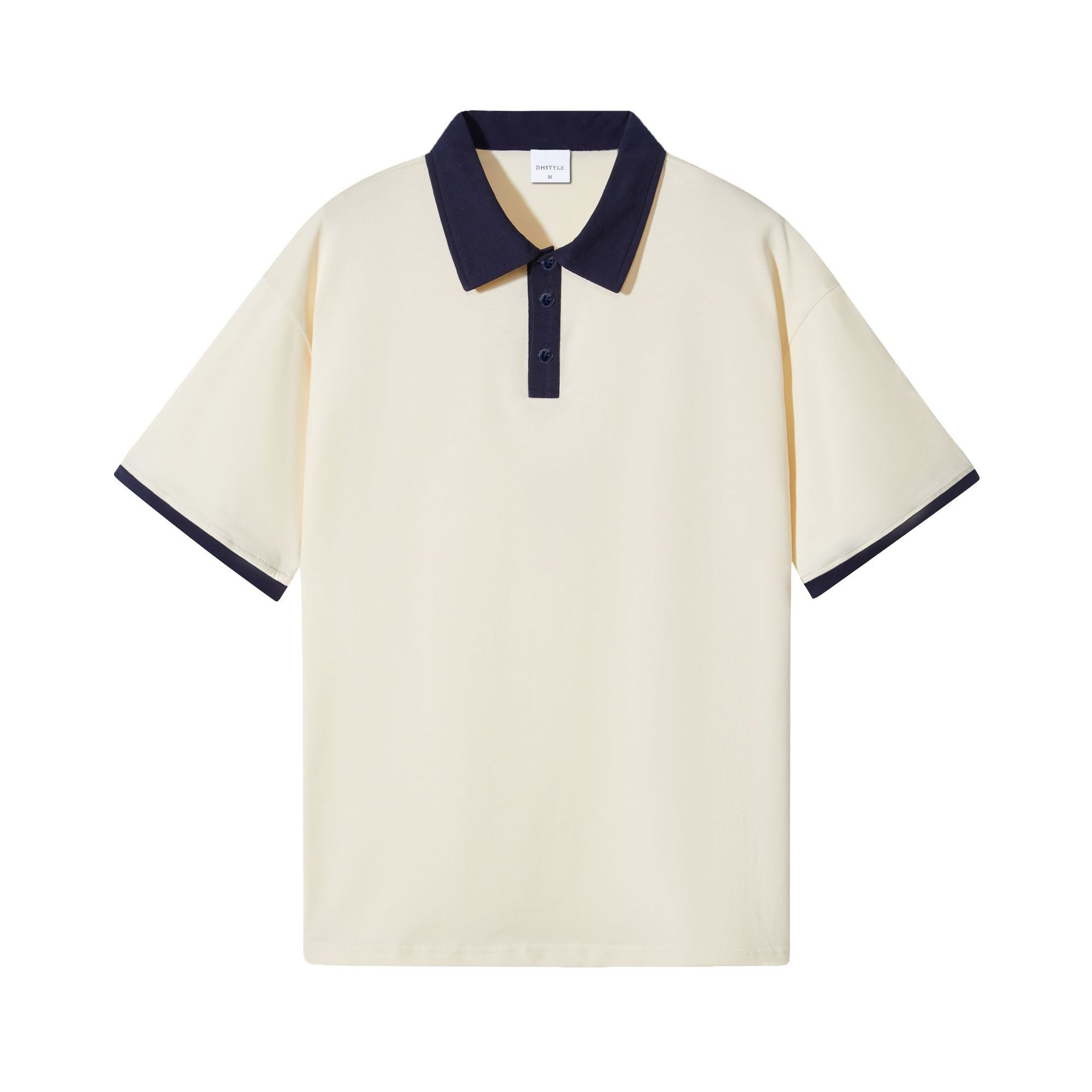 Picture of Summer new contrast Hong Kong style men's polo shirt short sleeve 230g heavy cotton commuter Joker lapel T-shirt Women