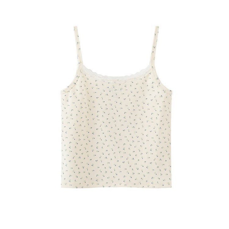Picture of bm wind ice silk floral suspenders vest with chest pad one-piece beautiful back inside and outside wear Korean pure suspenders underwear