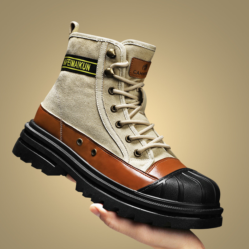 Cross-border plus size New Fashion couple shell head closed toe Martin Boots anti-collision large head installed car boots rhubarb boots