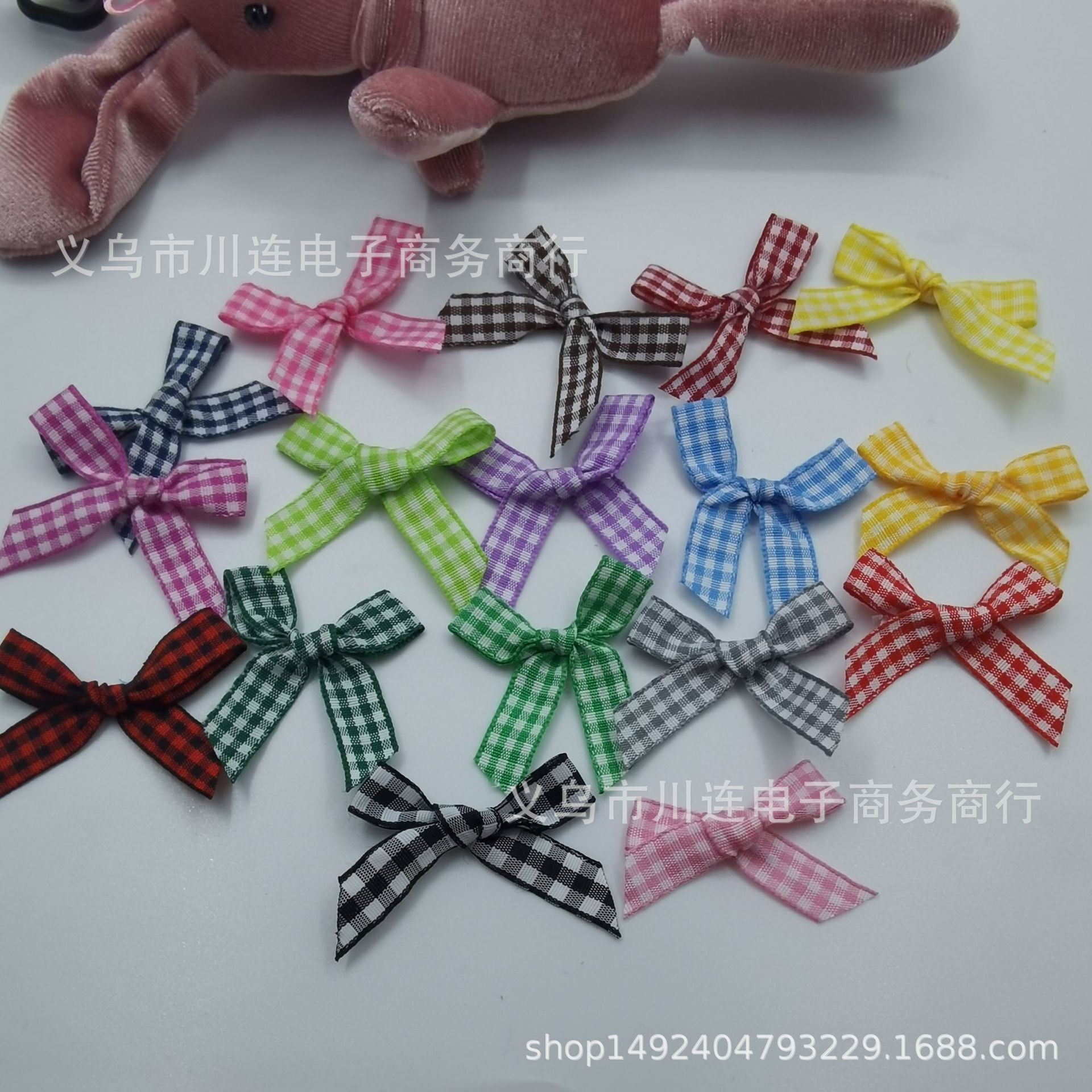 Factory in stock 1cm plaid with bow clothing accessories bow skirt socks decorative plaid ribbon