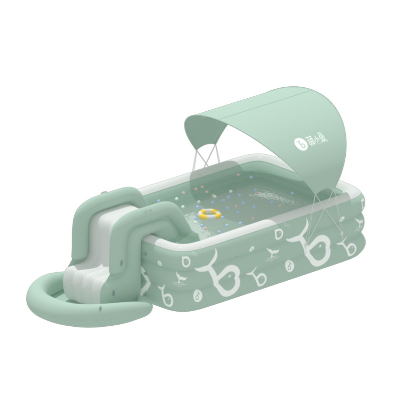 Picture of Household adult children outdoor inflatable swimming pool thickened children swimming pool baby play pool with slide sunshade