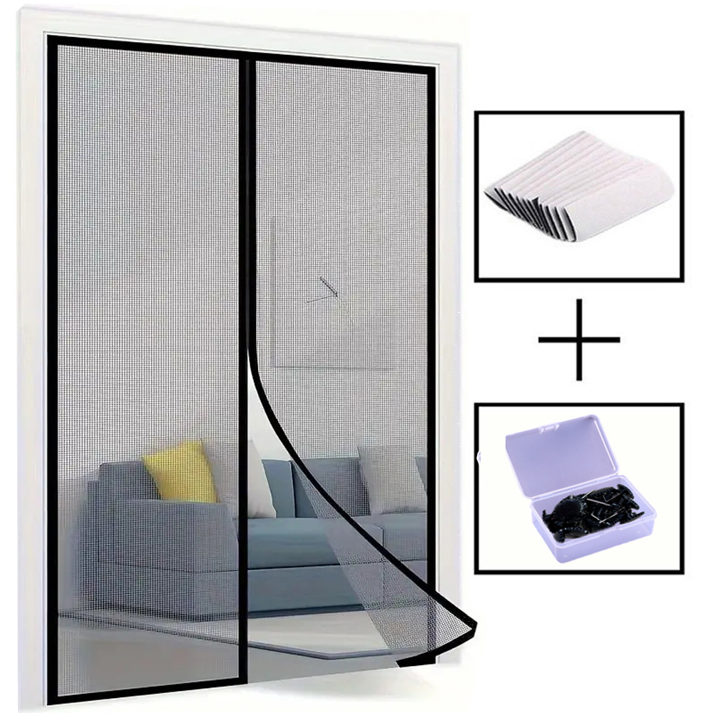 Picture of Door Curtain Magnetic Anti-mosquito Door Curtain Screen Door Window Anti-mosquito Door Curtain Punch-free Door Curtain Bedroom Shelter Curtain Door Curtain Summer