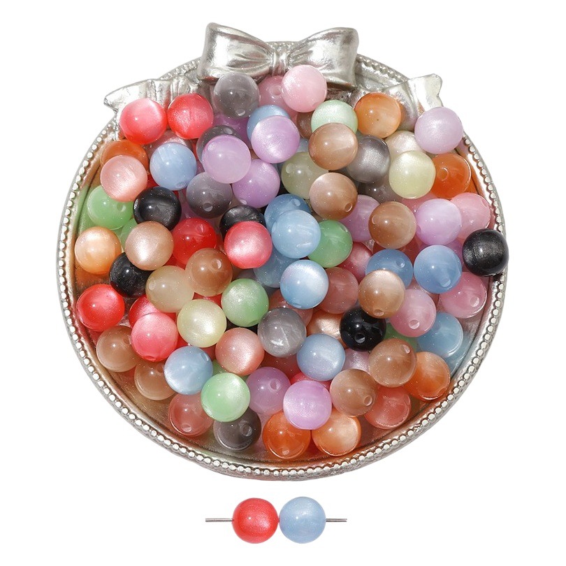 Picture of 10 color resin imitation cat's eye round beads loose beads diy handmade beaded material bracelet jewelry accessories