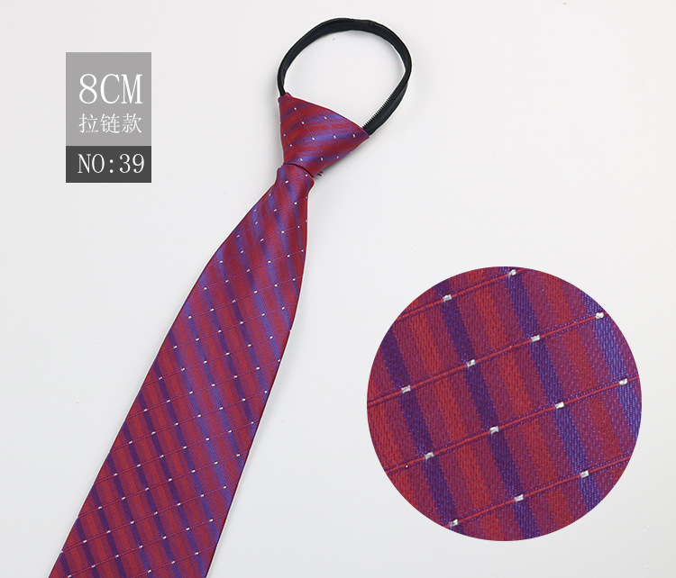 Picture of Factory Black Men's Tie Striped Blue Business Tie Lazy People Knot Free Zipper Tie in stock Wholesale