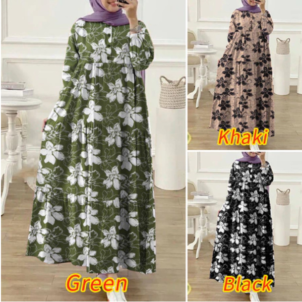 New Cross Border Beautiful Fashion Printed Loose plus size Pullover Button dress