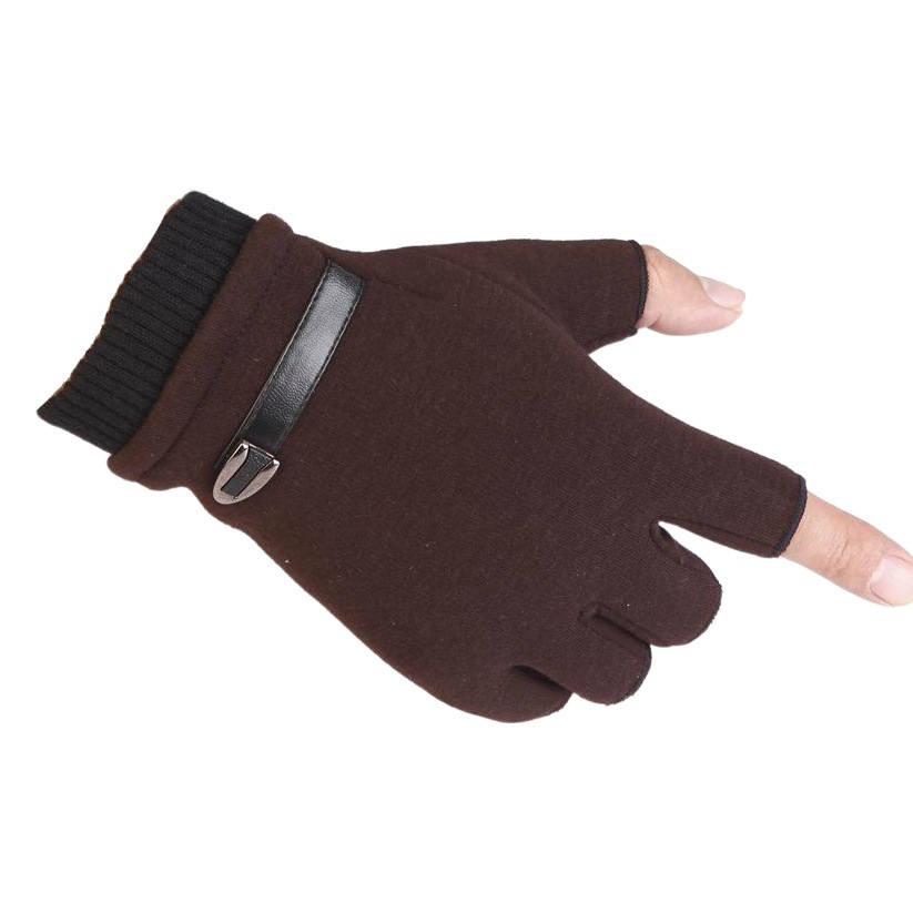Winter Warm Half-Finger Gloves for Men, Fingerless and Broken, Plus Velvet and Thickening, Non-Falling Velvet, Taobao Dropshipping