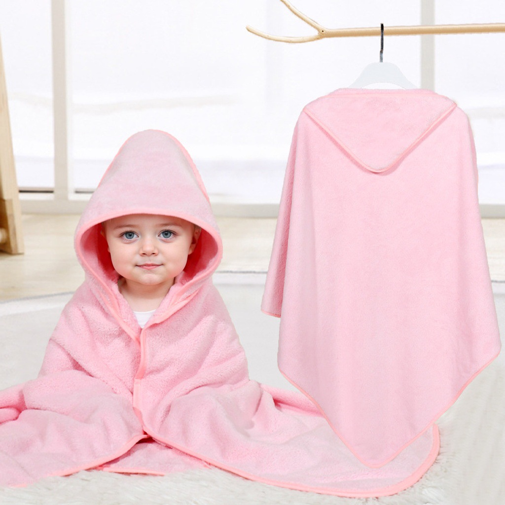 Picture of Baby Cartoon Bag Blanket Coral Fleece Absorbent Children's Bath Towel Embroidered Blanket with Hood Cloak Soft Newborn Blanket