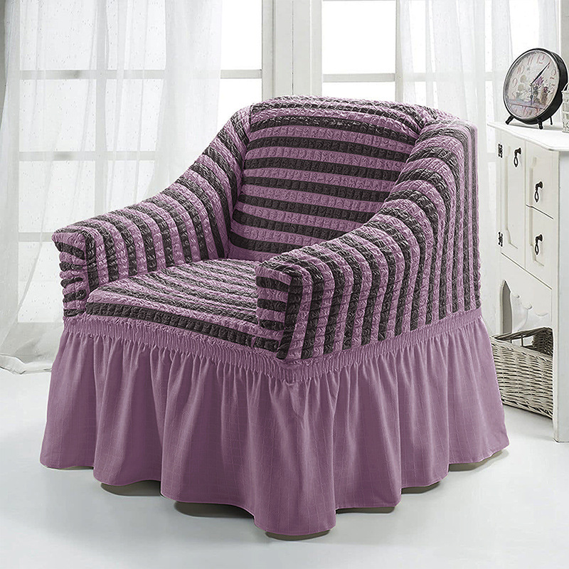 Picture of American Single Sofa Cover All-Inclusive Pure Color Stretch Fabric Sofa Cover Lace Decoration Simple Modern Universal for All Seasons