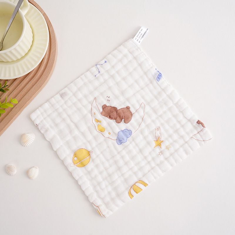 Picture of Cotton small square six-layer high density gauze towel newborn baby saliva towel baby wash face towel wholesale