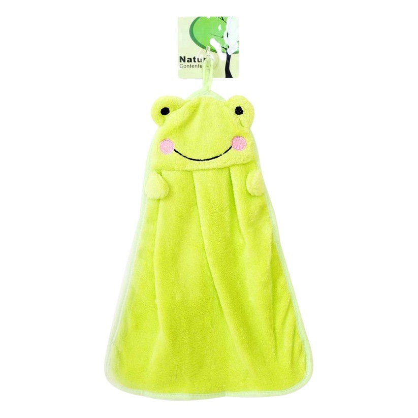 Korean Style Kitchen Cute Children Cartoon Microfiber Coral Velvet Animal Embroider Hanging Hand Towel Hand Towel