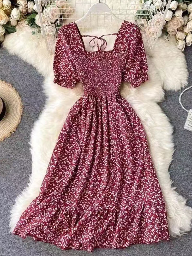 Picture of Southeast Asia Cross-border E-commerce 2025 Summer Sweet French Retro High Waist Slimming Women's dress Factory Outlet