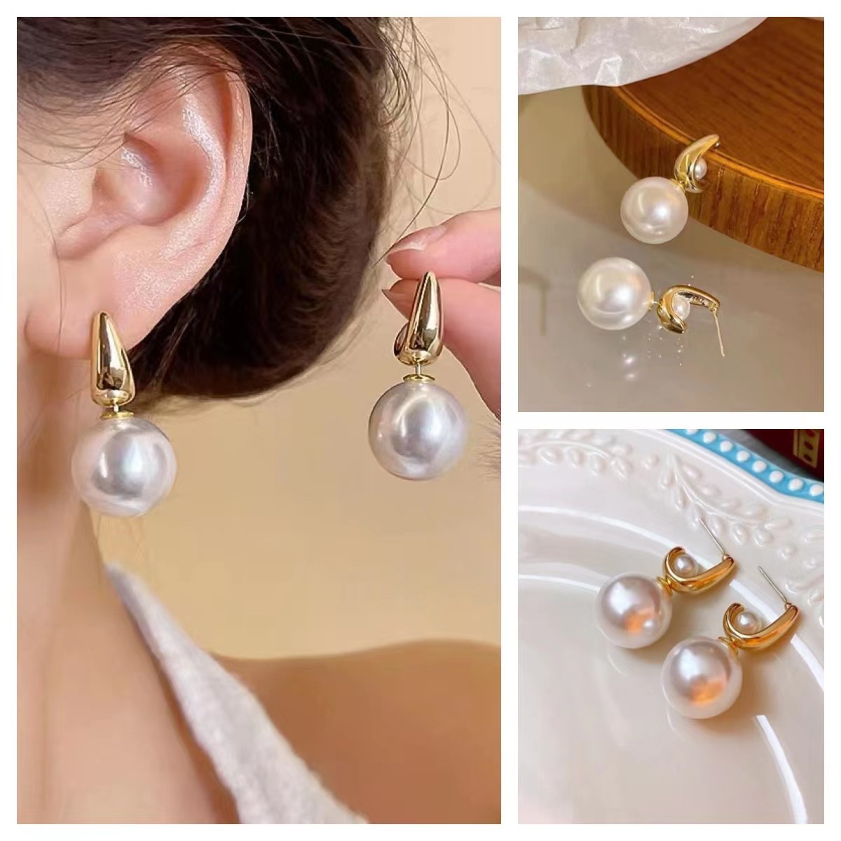 One Two-Wear Simple Exquisite Pearl Earrings New Female Niche Design Sense High Temperament Socialite Fashion Earrings