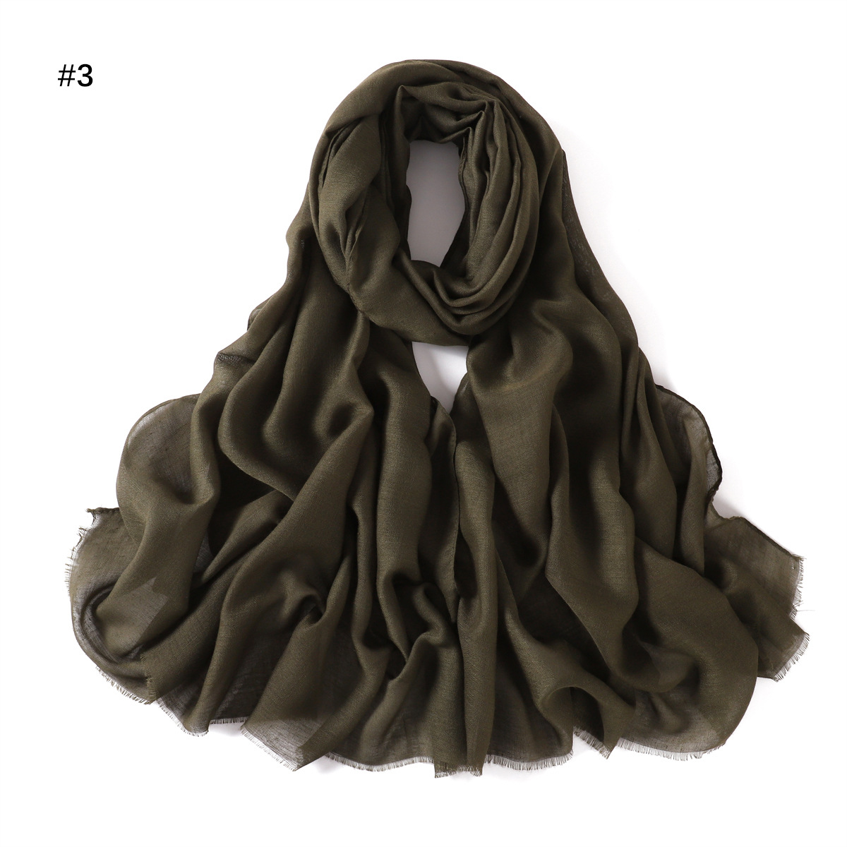 Picture of New fashion cotton and linen soft autumn and winter combed cotton monochrome short beard flat long scarf scarf scarf scarf scarf shawl in stock