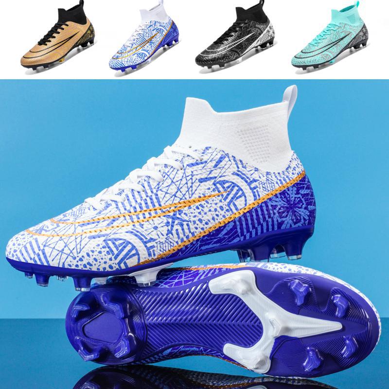 Cross-border Mandarin Duck High-top Football Shoes for Boys and Girls tf Crushed Nails Artificial Lawn AG Nails for Students Leather Foot Training Shoes for Men