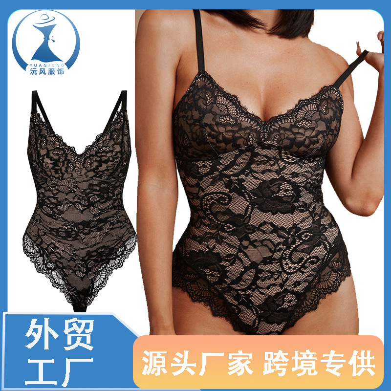 in stock Thin Sexy Lace Tunic Women's European and American Slimming Underwear Sling Exterior Body Shaping Bodywear