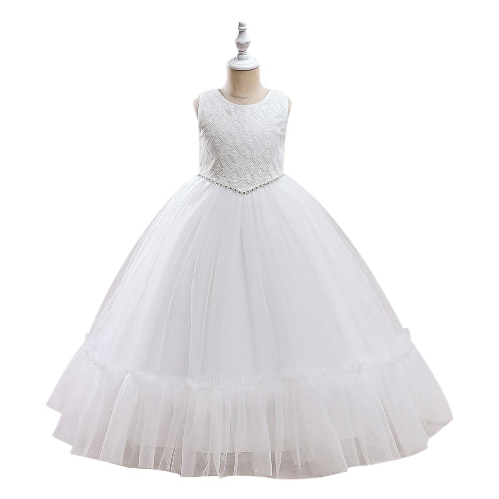 Amazon Girls Gauze Gown dress Children's Western Flower Evening Dress Little Girl Party Dress Long Dress